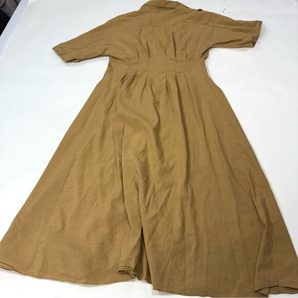 Veronica Beard Adavi Pleated Button-Front Dress Size 4 in Light Brown - Picture 7 of 10